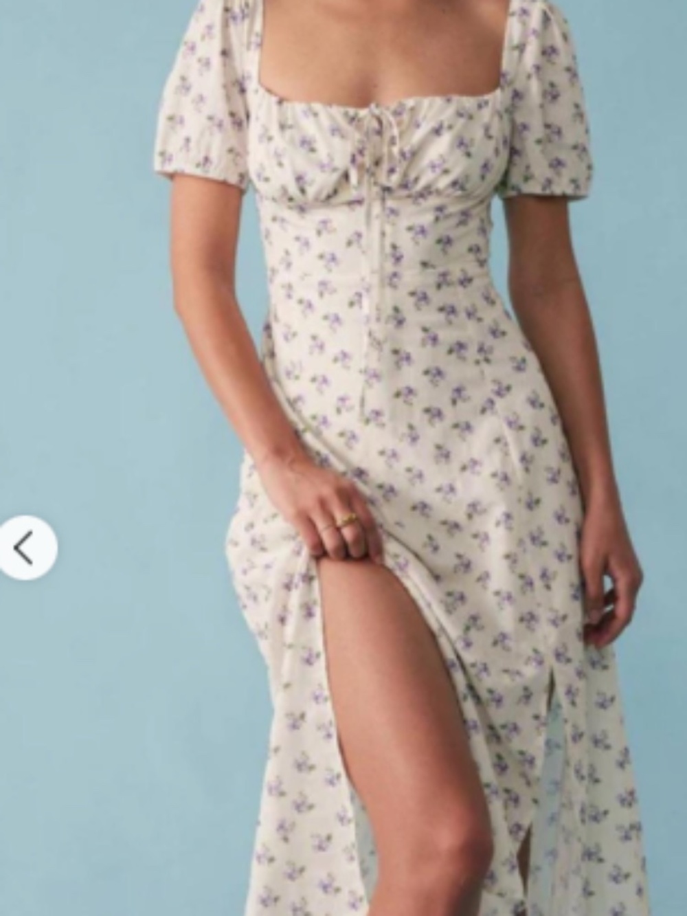 Rihoas Floral Square Neck Puff Sleeve Midi Dress M